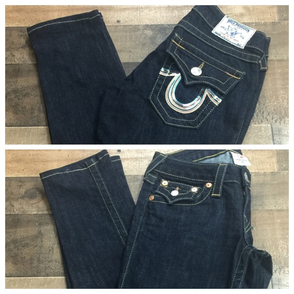 True Religion Embellished Dark Blue Jeans Sz. 25 - Picture 3 of 8